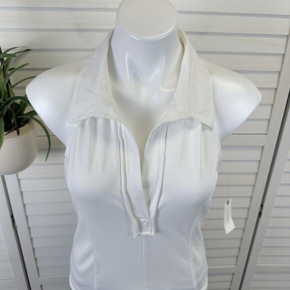 New Anthropologie Pilcro White Reworked Halter Tank Top Racer Back Shirt Size S - Picture 3 of 6